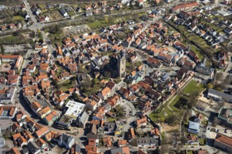 Aerial view, Historic old town of Korbach with Kilianskirche in Korbach. District town Korbach,