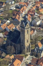 Aerial view, Historic old town of Korbach with Kilianskirche in Korbach. District town Korbach,
