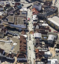 Aerial view, New pedestrian zone Bahnhofstraße in Korbach. District town Korbach, district