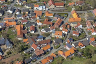 Aerial view, Meineringhausen in Korbach, parish Korbach-Meinering hausen, church Meineringhausen.