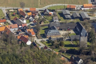 Aerial view, Nordenbeck in Korbach with former manor house of the castle and the former moated