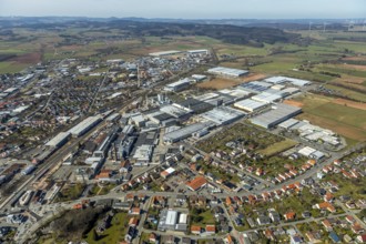 Aerial view, Continental Reifen Deutschland GmbH Korbach plant in Korbach. District town Korbach,