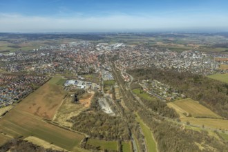 Aerial view, archaeological site at the Korbacher Spalte on Frankenberger Landstraße in Korbach.