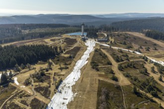 Aerial view, Ettelsberg with Ettelsturm, Hochheideturm, Ettelsberg-See, Siggis Hütte, cosy mountain