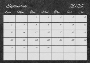 Printable Wall Calendar, September 2026 Retro