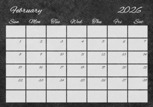 Printable Wall Calendar, February 2026 Retro