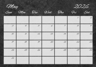 Printable Wall Calendar, May 2026 Retro