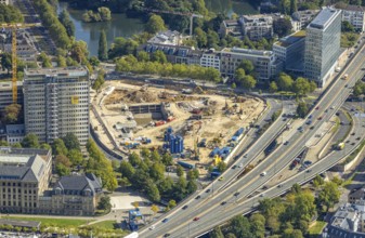 Aerial view, construction site Haroldstraße, demolition of the former Ministry of the Interior and