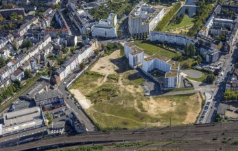 Aerial view, construction site Quartier Grand Central for new residential quarter at the main