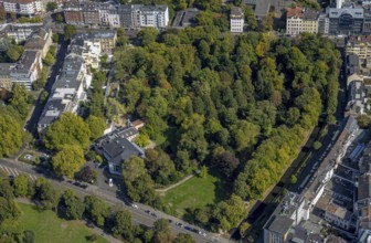 Aerial photograph, Künstlerverein Malkasten KVM in Malkasten-Haus am Malkastenpark, Pempelfort,