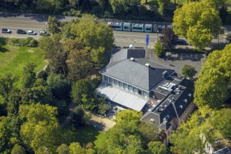 Aerial photograph, Künstlerverein Malkasten KVM in Malkasten-Haus am Malkastenpark, Pempelfort,