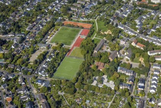 Aerial view, district sports facility Unterrath, football stadium and tennis courts Düsseldorfer