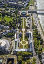 Aerial view, Ehrenhof Kunstpalast art museum, North Rhine-Westphalia Forum and Tonhalle,