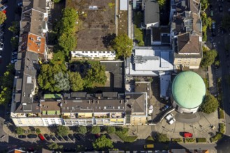 Aerial view, Jewish community Düsseldorf synagogue, Sabra Düsseldorf, residential buildings