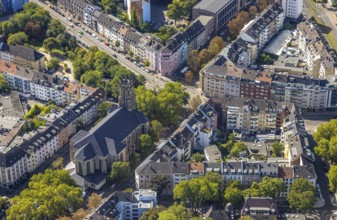 Aerial view, Church of the Holy Trinity, Jülicher Straße, intersection Euler Straße, Derendorf,