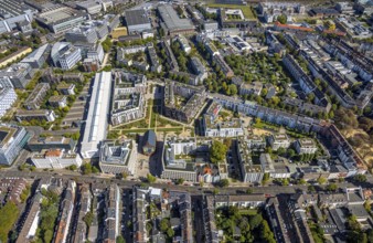 Aerial view, new residential area and office space, Ulmenstraße urban quarter, former Düsseldorf