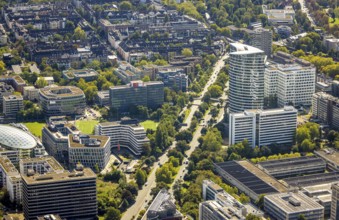 Aerial view, Kennedydamm, office district, Sky Office, Federal Employment Agency, Golzheim,