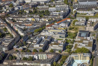 Aerial photo, Düsseldorf University and residential complex, Derendorf, Düsseldorf, Ruhr area,
