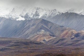 Mountain range, Polychrome Range, Denali National Park, Alaska, USA