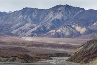 Mountain range, Polychrome Range, Denali National Park, Alaska, USA
