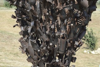 Monument of mines, grenades, bullets and shell fragments. Veselovka, Russia