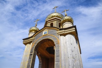 Orthodox chapel on a hill. Tabernacle in the Cossack village of Ataman. Taman, Krasnodar Krai,