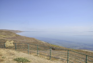 The landscape of the coastal estuary in the sea. Taman, Krasnodar Krai, Russia