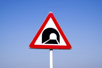 A road sign warning about the tunnel. Krasnodar, Russia
