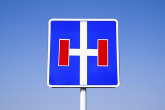 Road sign dead-end. The road with a dead end. Krasnodar, Russia