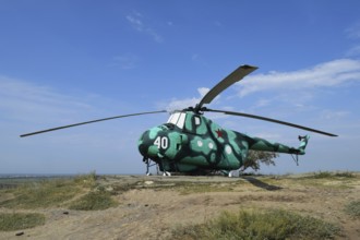 Museum exhibit of combat helicopters. Taman, Krasnodar Krai, Russia