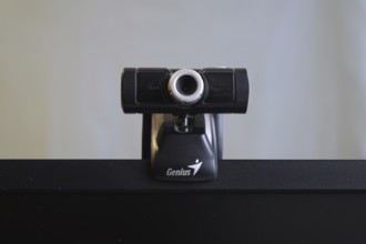 Web camera, attached to the monitor. Atyrau, Kazakhstan