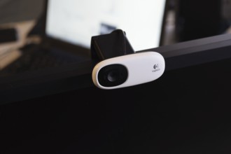 Web camera, attached to the monitor. Atyrau, Kazakhstan