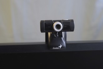 Web camera, attached to the monitor. Atyrau, Kazakhstan