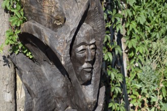 Wooden idol. Woodcarving. Taman, Krasnodar Krai, Russia
