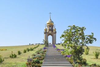 Orthodox chapel on a hill. Tabernacle in the Cossack village of Ataman. TTaman, Krasnodar Krai,
