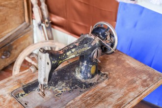 The old manual sewing machine. Taman, Krasnodar Krai, Russia