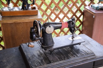 The old manual sewing machine. Taman, Krasnodar Krai, Russia