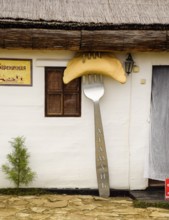 Entrance to the diner in the ethnic museum of the village of Ataman in the Kuban. Taman, Krasnodar