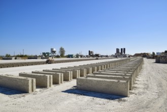 Cinder blocks lie on the ground and dried. Atyrau, Kazakhstan