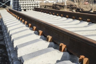 New rails and sleepers. Atyrau, Kazakhstan