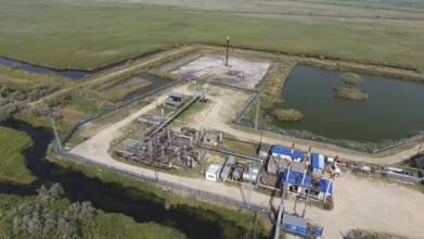 Top view of the equipment for oil separation. Atyrau, Kazakhstan
