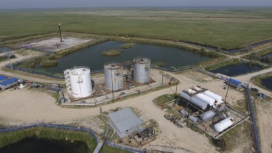 Top view of the equipment for oil separation. Atyrau, Kazakhstan
