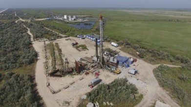 Carrying out repair of an oil well.Atyrau, Kazakhstan