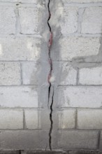 A crack in the concrete wall. Atyrau, Kazakhstan