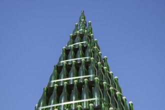 Christmas tree of bottles of champagne. Atyrau, Kazakhstan