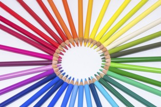 Isolated Circle Of Colorful Crayons