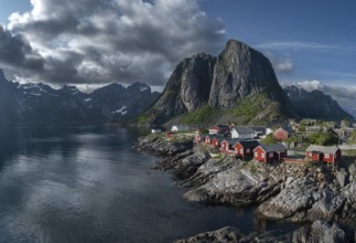 Picturesque Coastal Village Hamnoy With Red Rorbuer Huts On Lofoten Islands In Norway