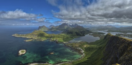 View From Offersoykammen Mountain Over Coastal Landscape On Lofoten Islands In Norway