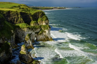 Wild Atlantic Coast with Cliffs And Waves near Portrush in Northern Ireland