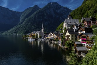Picturesque Lakeside Town Hallstatt At Lake Hallstaetter See In Austria